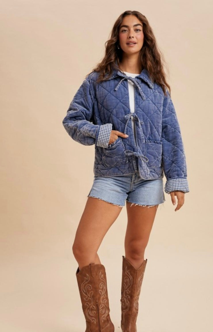 Garment Washed Quilted Corduroy Jacket