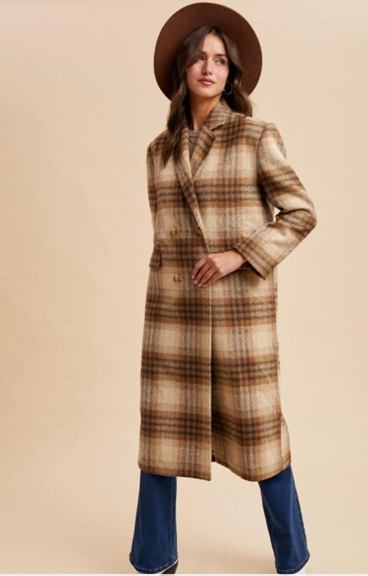 Plaid Longline Duster Coat