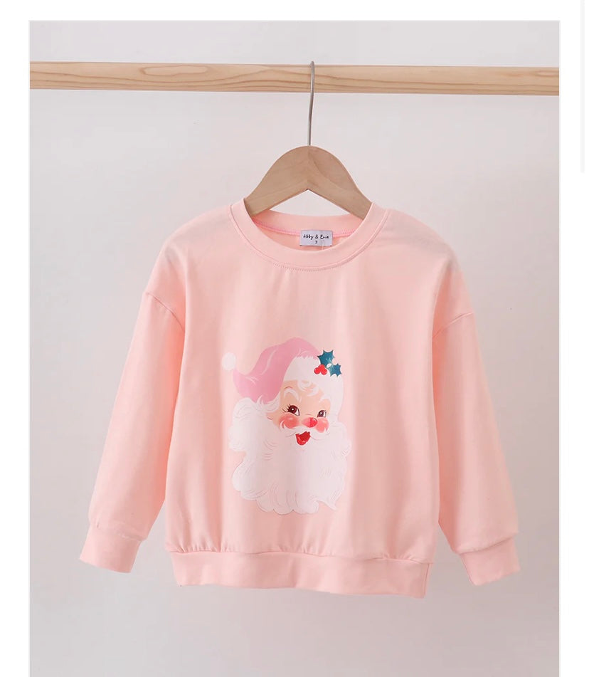 Girls Retro Santa Claus Print Sweatshirt