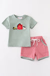 Green Farm French Knot Shorts Set