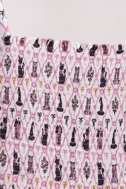 Pink Cat Print Mom Dress