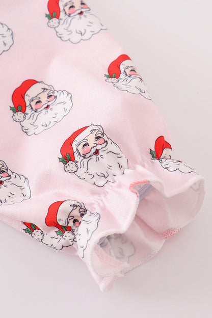 Pink santa print girl dress