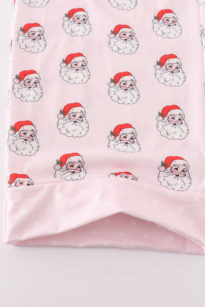 Pink santa print mom pajama pants