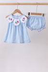 Blue jacquard embroidery bloomer set