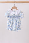 Blue rose smocked bubble