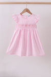 Pink bow smocked ruffle dress