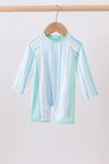 Blue stripe one-piece swimsuit