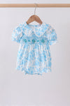 Blue rose smocked bubble