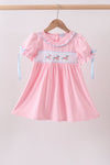 Pink carousel smocked ruffle dress