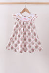 Pink carousel embroidery ruffle dress