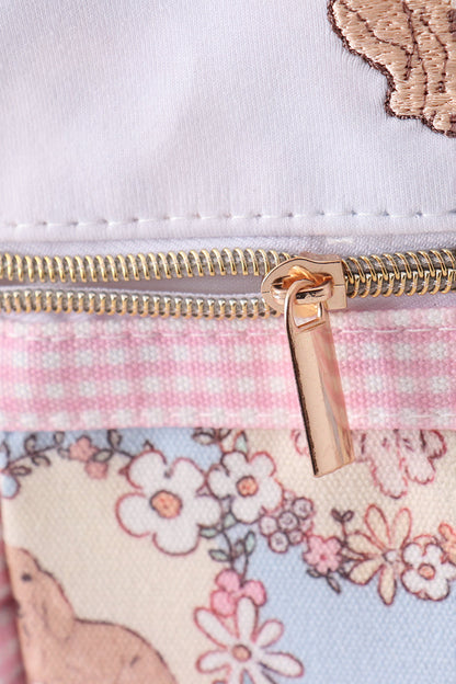 Pink puppy embroidery backpack
