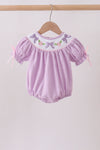 Lavender Smocked Embroidered Bow Jacquard Bubble