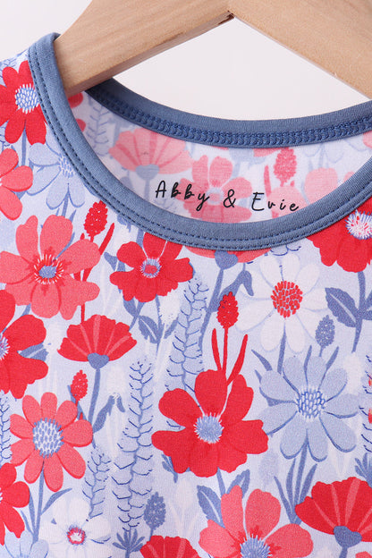 Blue Floral Bamboo Set