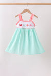 Green Marine Embroidered Jacquard Dress