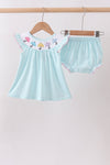 Blue Umbrella Smocked Bloomer Set