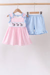 Pink Cow Embroidered Set