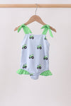 Blue Tractor Stripe UPF Swim One-Piece