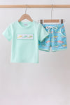 Blue Shark Embroidered Set