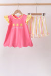 You're my sunshine embroidery Stripe Ruffle Set