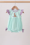 Mint Puppy Plaid Embroidered Bubble
