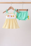 Mustard Honey Bear Embroidered Bloomer set