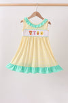 Mustard Honey Bear Embroidered Dress