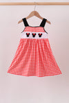 Red Character Plaid Embroidered Dress