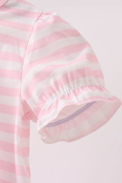 Pink Stripe Apple Book Applique Bubble