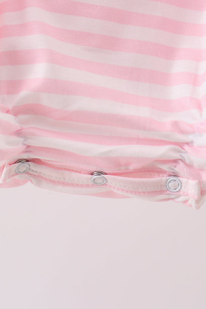 Pink Stripe Apple Book Applique Bubble