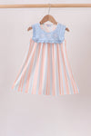 Seashell Stripe Embroidered Dress