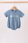 Blue Farm Tractor Embroidered Bubble