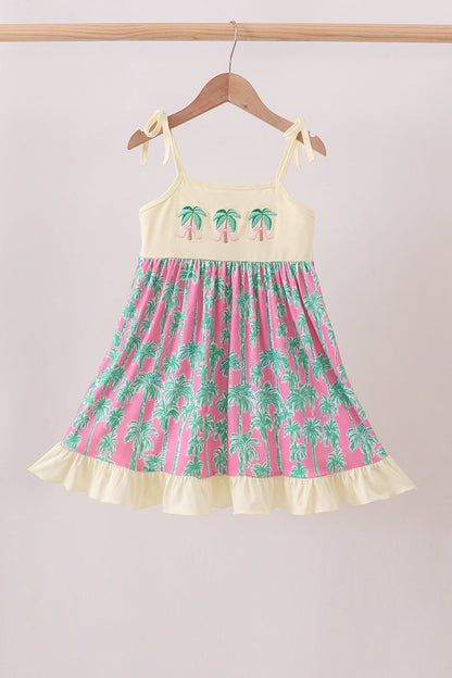 Palm Tree Embroidered Dress