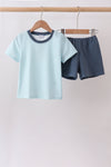 Blue Stripe Shorts Set