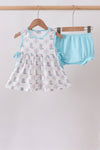 Blue Boots Print Bloomer Set