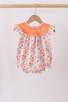Coral Jesus Loves me Embroidered Floral Bubble