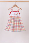 Red ABC Embroidered Plaid Dress