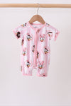 Pink character bamboo romper