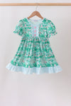 Green house floral Ruffle Dress