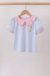 Purple Stripe Pencil Embroidered Top