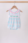 Pink Crocodile Smocked Gingham Bubble