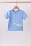 Blue Crocodile Applique Top