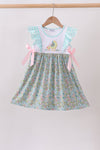 Mint Chicken Applique Ruffle Dress