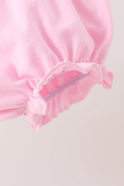 Pink Prayer Embroidery Ruffle Bloomer Set