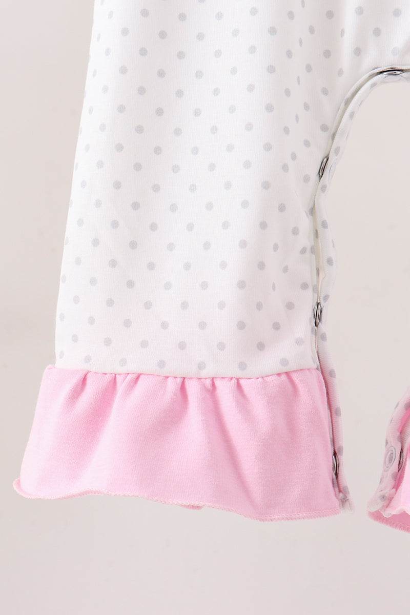 Pink Prayer Embroidery Ruffle Romper