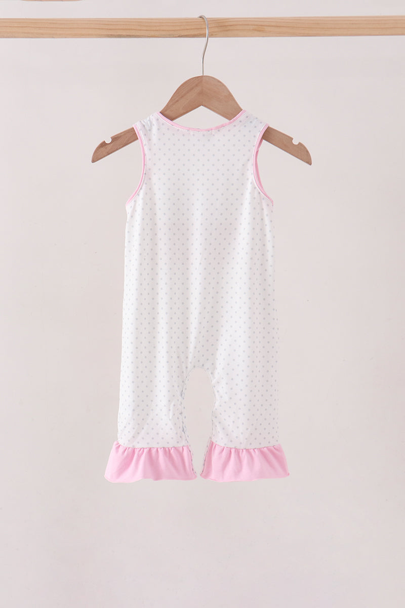 Pink Prayer Embroidery Ruffle Romper