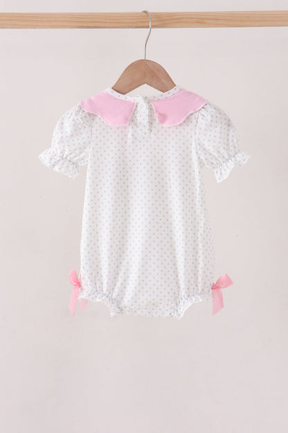 Pink Prayer Embroidery Ruffle Bubble