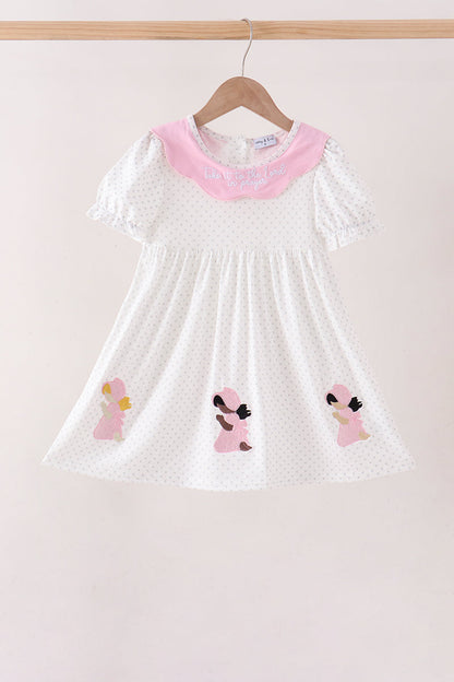 Pink Prayer Embroidery Dress