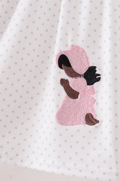 Pink Prayer Embroidery Dress