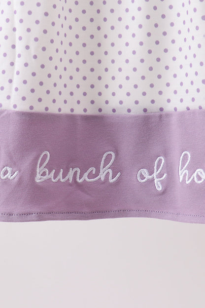 Purple Hocus pocus french knot ruffle dress