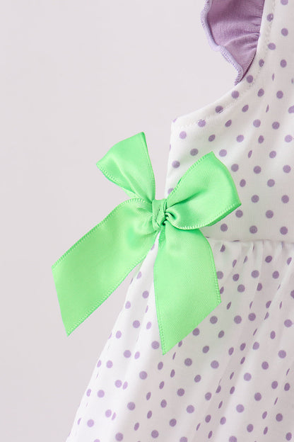 Purple Hocus pocus french knot ruffle dress